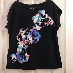 Women’s Ideology Black Floral Print Top Shirt XXL